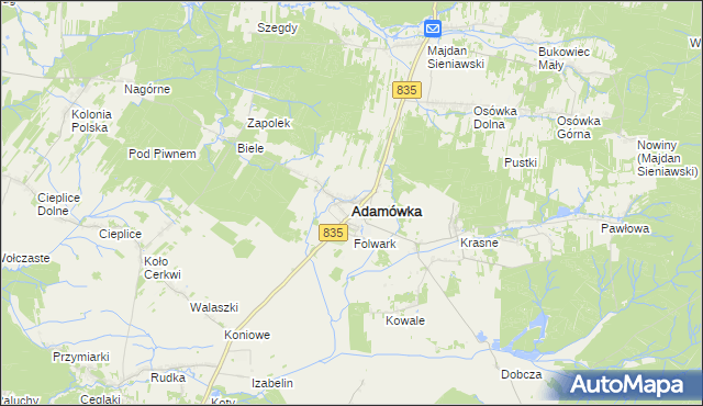 mapa Adamówka powiat przeworski, Adamówka powiat przeworski na mapie Targeo