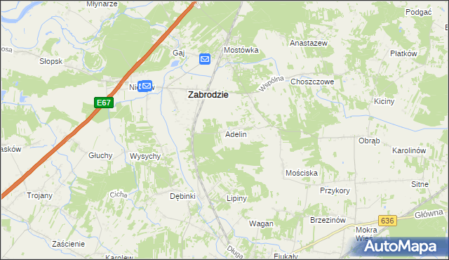 mapa Adelin gmina Zabrodzie, Adelin gmina Zabrodzie na mapie Targeo