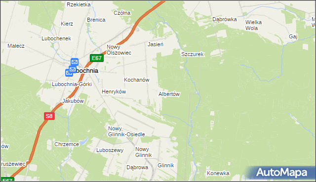 mapa Albertów gmina Lubochnia, Albertów gmina Lubochnia na mapie Targeo