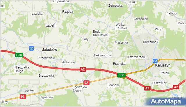 mapa Aleksandrów gmina Jakubów, Aleksandrów gmina Jakubów na mapie Targeo