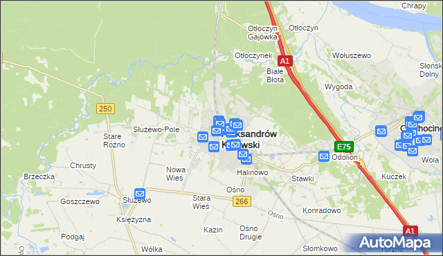 mapa Aleksandrów Kujawski, Aleksandrów Kujawski na mapie Targeo