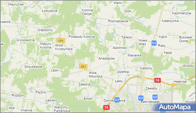 mapa Anastazów, Anastazów na mapie Targeo