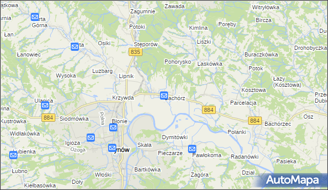 mapa Bachórz gmina Dynów, Bachórz gmina Dynów na mapie Targeo