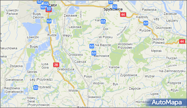 mapa Bachowice, Bachowice na mapie Targeo