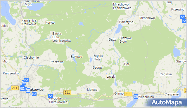 mapa Bącka Huta, Bącka Huta na mapie Targeo