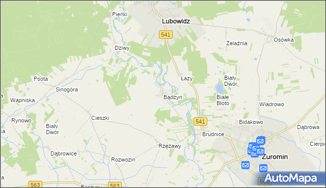 mapa Bądzyn, Bądzyn na mapie Targeo