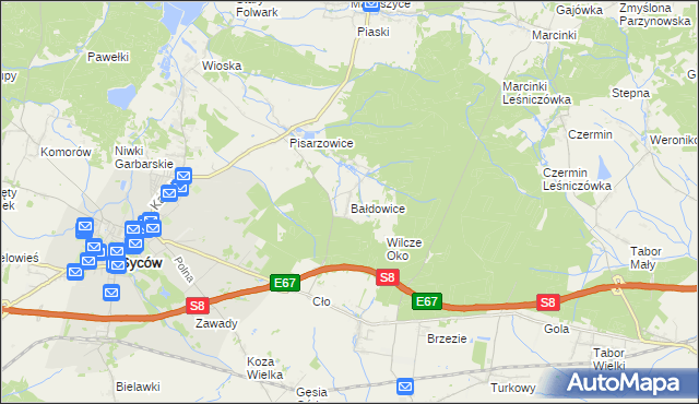 mapa Bałdowice, Bałdowice na mapie Targeo