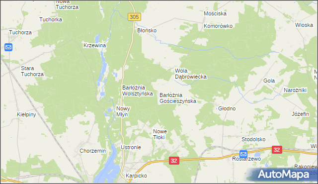 mapa Barłożnia Gościeszyńska, Barłożnia Gościeszyńska na mapie Targeo