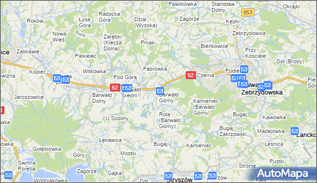 mapa Barwałd Górny, Barwałd Górny na mapie Targeo