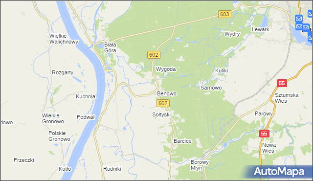 mapa Benowo, Benowo na mapie Targeo