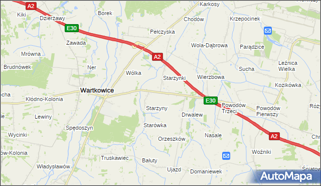 mapa Biała Góra gmina Wartkowice, Biała Góra gmina Wartkowice na mapie Targeo