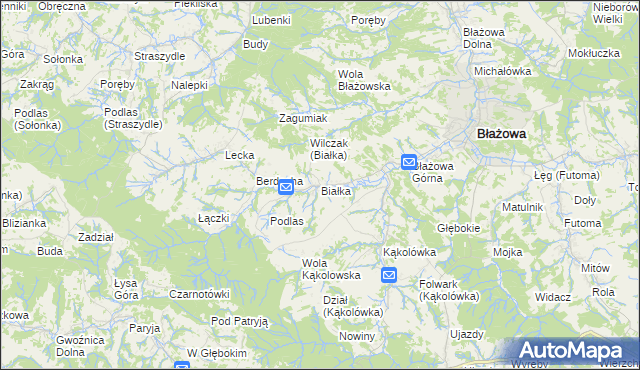 mapa Białka gmina Błażowa, Białka gmina Błażowa na mapie Targeo