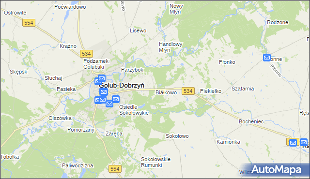 mapa Białkowo gmina Golub-Dobrzyń, Białkowo gmina Golub-Dobrzyń na mapie Targeo