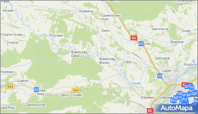 mapa Białobrzeg Bliższy, Białobrzeg Bliższy na mapie Targeo