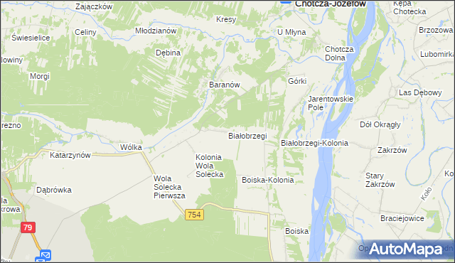 mapa Białobrzegi gmina Chotcza, Białobrzegi gmina Chotcza na mapie Targeo