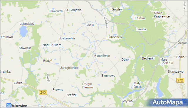 mapa Biechówko gmina Drzycim, Biechówko gmina Drzycim na mapie Targeo