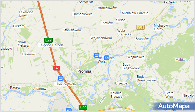 mapa Biejkowska Wola, Biejkowska Wola na mapie Targeo