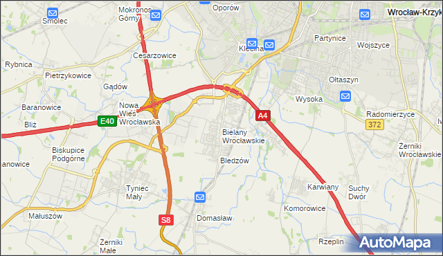 mapa Bielany Wrocławskie, Bielany Wrocławskie na mapie Targeo