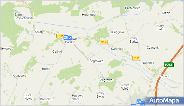 mapa Bielawy gmina Śmigiel, Bielawy gmina Śmigiel na mapie Targeo