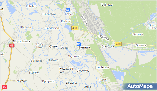 mapa Bierawa, Bierawa na mapie Targeo