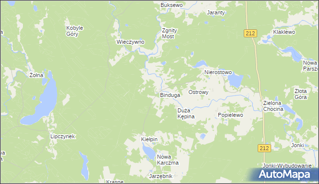 mapa Binduga gmina Konarzyny, Binduga gmina Konarzyny na mapie Targeo