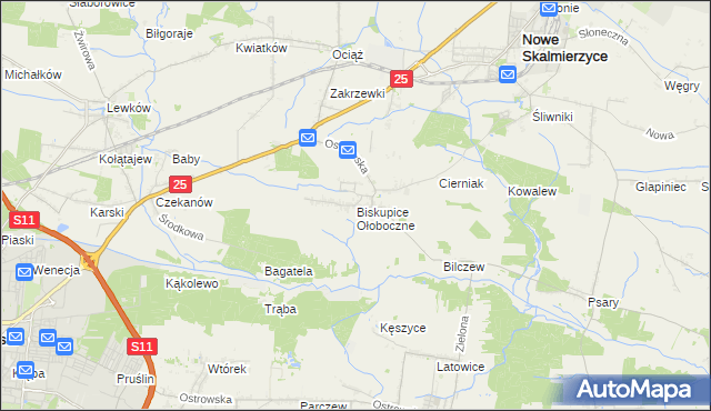 mapa Biskupice Ołoboczne, Biskupice Ołoboczne na mapie Targeo