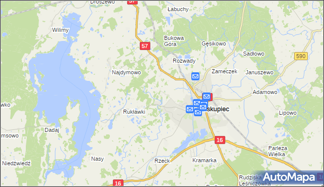 mapa Biskupiec-Kolonia Trzecia, Biskupiec-Kolonia Trzecia na mapie Targeo