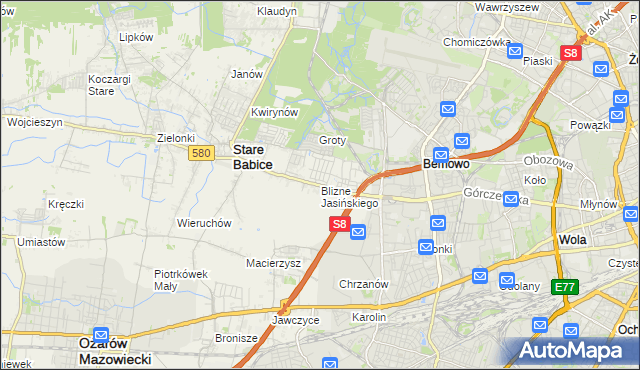 mapa Blizne Jasińskiego, Blizne Jasińskiego na mapie Targeo