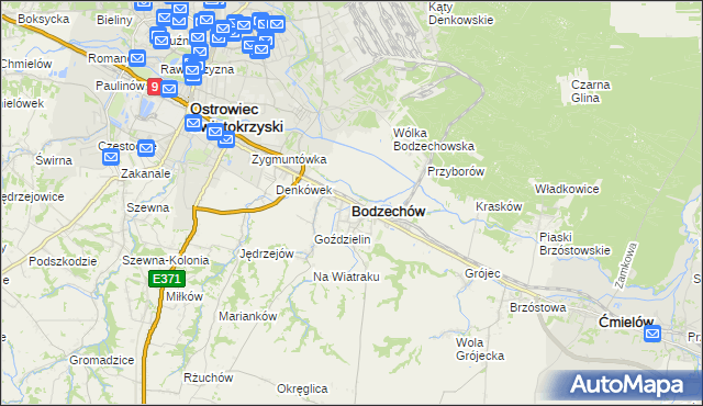 mapa Bodzechów, Bodzechów na mapie Targeo