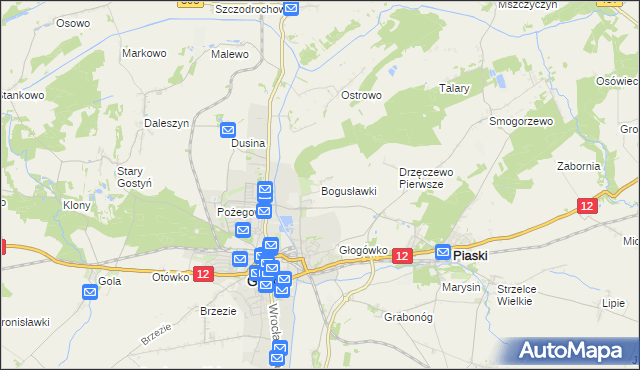 mapa Bogusławki gmina Gostyń, Bogusławki gmina Gostyń na mapie Targeo