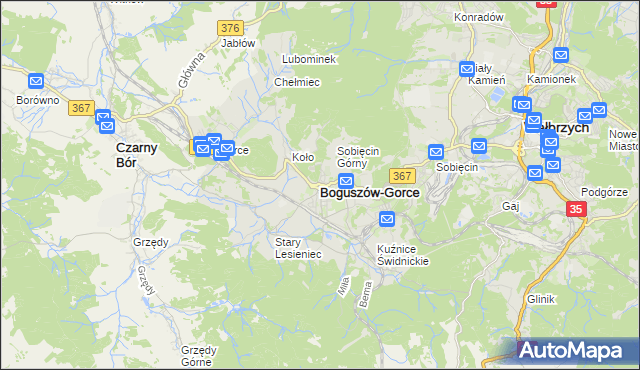 mapa Boguszów-Gorce, Boguszów-Gorce na mapie Targeo