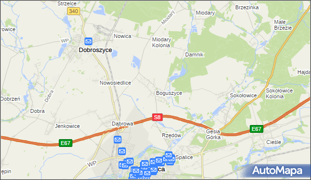 mapa Boguszyce gmina Oleśnica, Boguszyce gmina Oleśnica na mapie Targeo