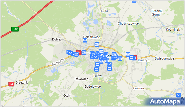 mapa Bolesławca, Bolesławiec na mapie Targeo