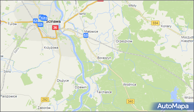 mapa Boraszyn, Boraszyn na mapie Targeo