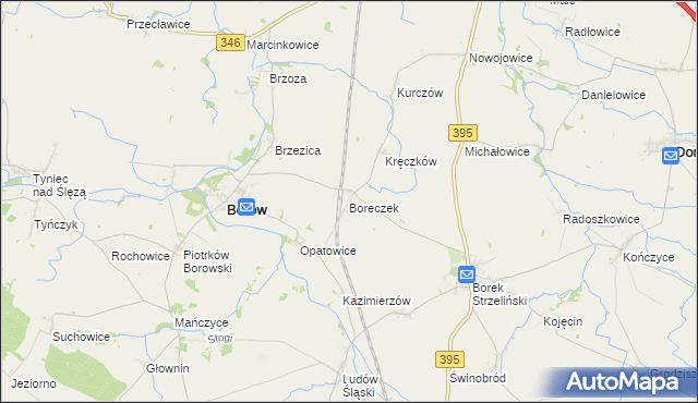 mapa Boreczek gmina Borów, Boreczek gmina Borów na mapie Targeo