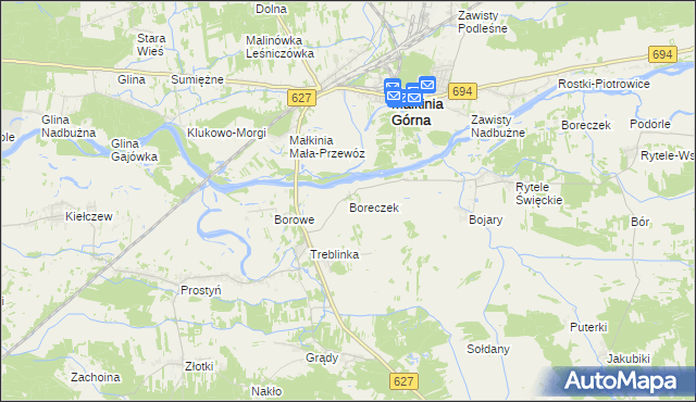 mapa Boreczek gmina Małkinia Górna, Boreczek gmina Małkinia Górna na mapie Targeo