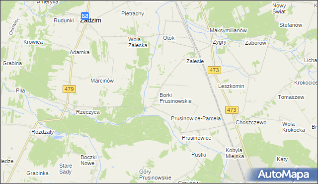 mapa Borki Prusinowskie, Borki Prusinowskie na mapie Targeo