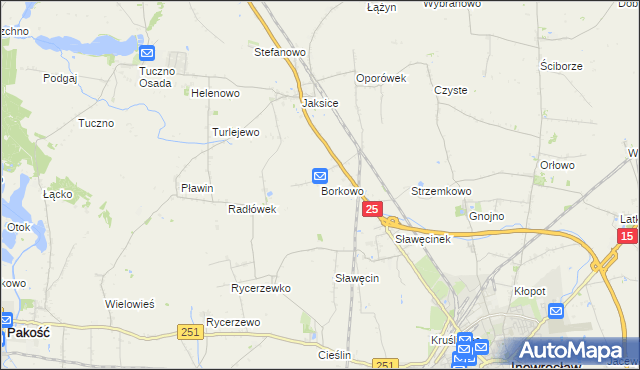 mapa Borkowo gmina Inowrocław, Borkowo gmina Inowrocław na mapie Targeo