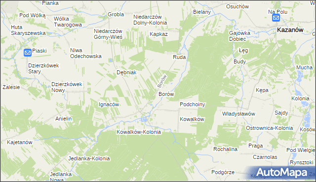mapa Borów gmina Kazanów, Borów gmina Kazanów na mapie Targeo