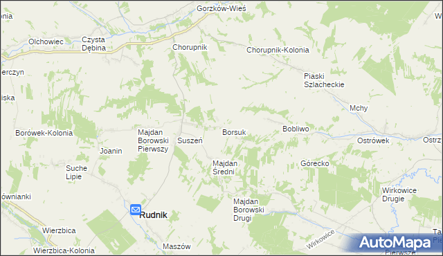 mapa Borsuk gmina Gorzków, Borsuk gmina Gorzków na mapie Targeo