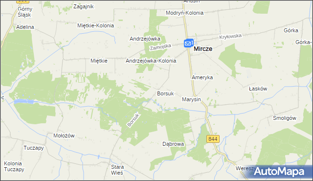 mapa Borsuk gmina Mircze, Borsuk gmina Mircze na mapie Targeo