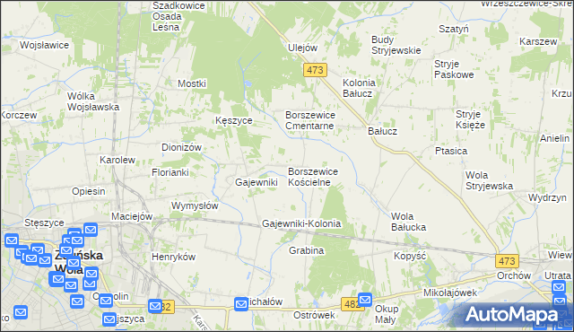 mapa Borszewice Kościelne, Borszewice Kościelne na mapie Targeo