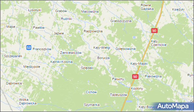 mapa Borucza, Borucza na mapie Targeo