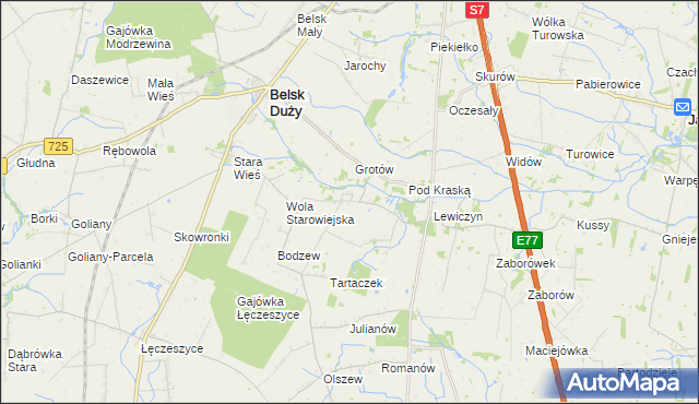 mapa Boruty gmina Belsk Duży, Boruty gmina Belsk Duży na mapie Targeo