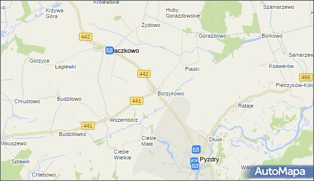 mapa Borzykowo gmina Kołaczkowo, Borzykowo gmina Kołaczkowo na mapie Targeo