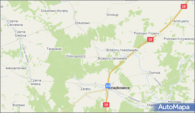 mapa Brzeziny-Janowięta, Brzeziny-Janowięta na mapie Targeo