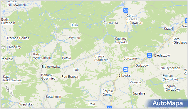 mapa Brzóza Stadnicka, Brzóza Stadnicka na mapie Targeo