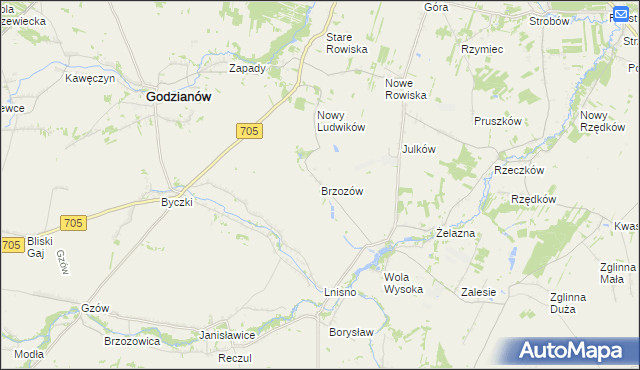 mapa Brzozów gmina Skierniewice, Brzozów gmina Skierniewice na mapie Targeo