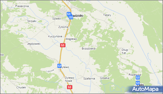 mapa Brzozówka gmina Kadzidło, Brzozówka gmina Kadzidło na mapie Targeo