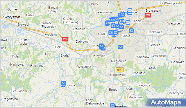 mapa Brzyście gmina Jasło, Brzyście gmina Jasło na mapie Targeo